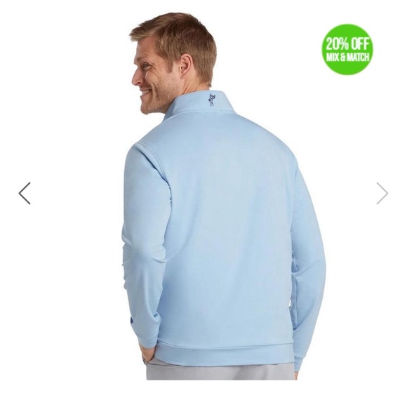 Ashworth French Terry 1/4 Zip Golf Sweater - Chambray Blue - Picture 2 of 5